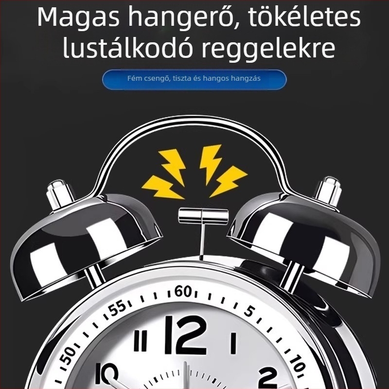 Asztali óra Mitsue mechanikus mozgással, elemmel működtethető, LED- és analóg kijelző, temperált üvegű számlap