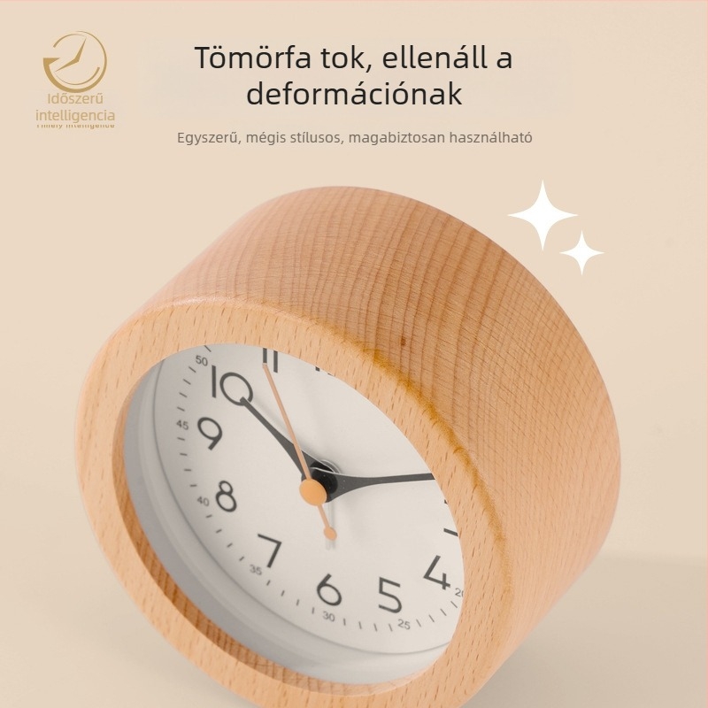 Masszív tömörfa ébresztőóra, természetes fa, kreatív világító kijelzővel, diákoknak, ébresztőeszköz, modern minimalist stílus
