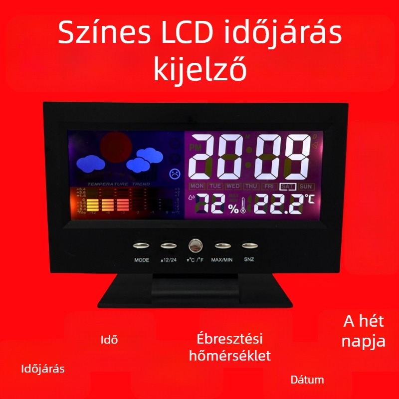 Asztali óra elemmel működik, tokozás műanyag, számlap műanyag, modern minimalista stílus
