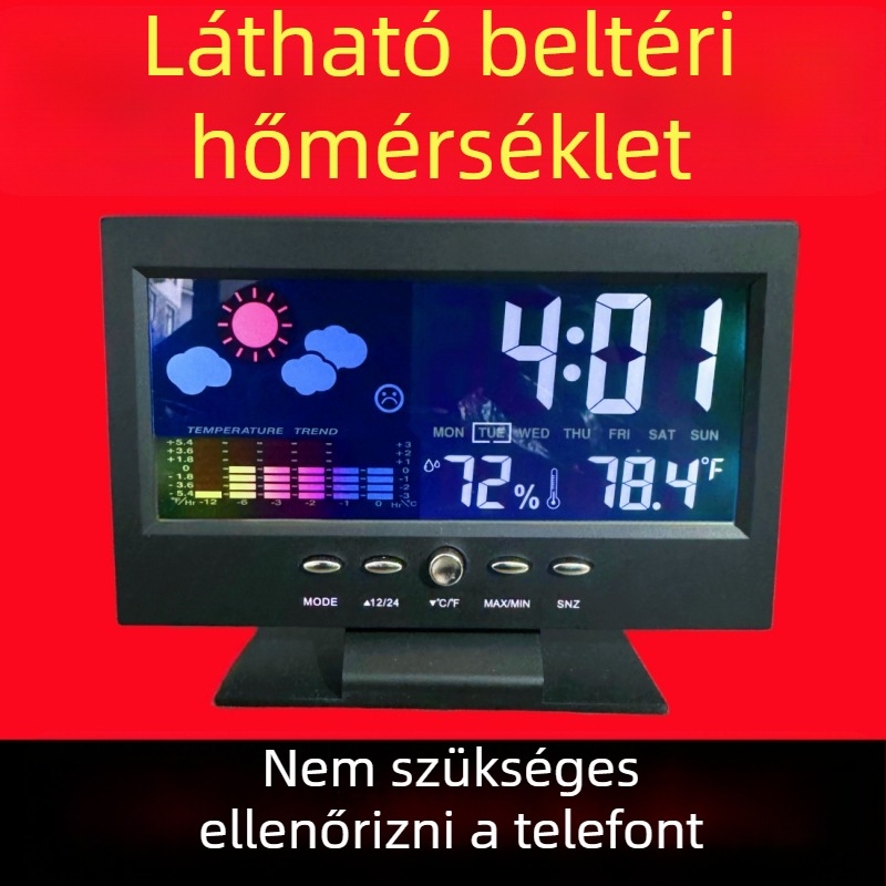 Asztali óra elemmel működik, tokozás műanyag, számlap műanyag, modern minimalista stílus