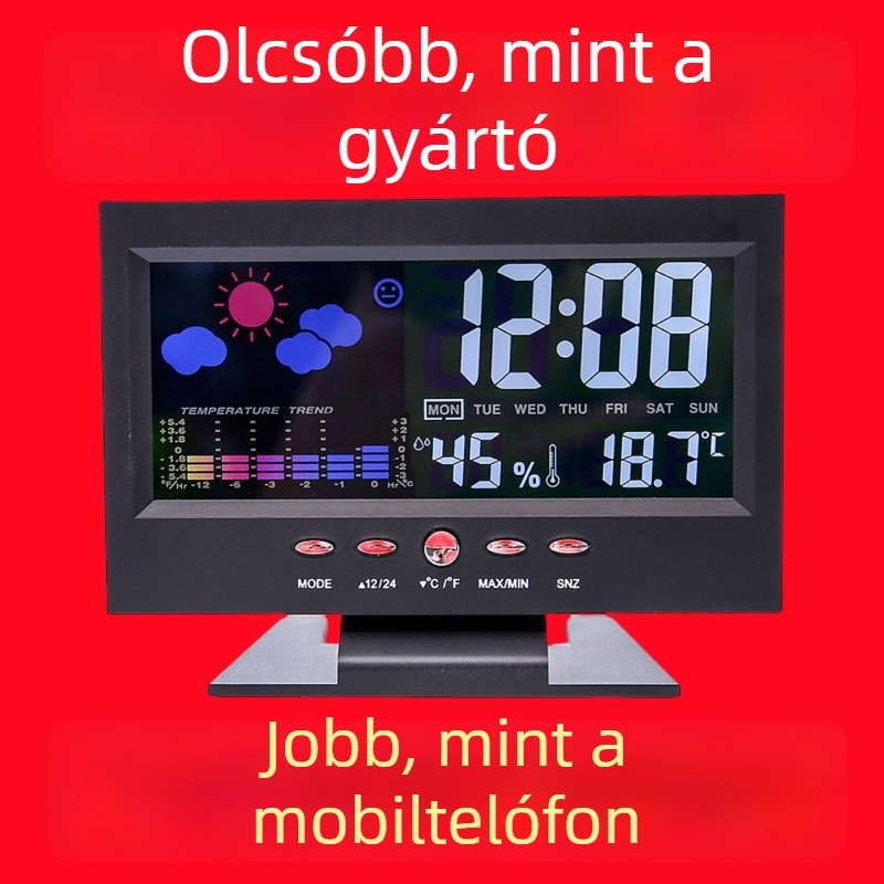 Asztali óra elemmel működik, tokozás műanyag, számlap műanyag, modern minimalista stílus