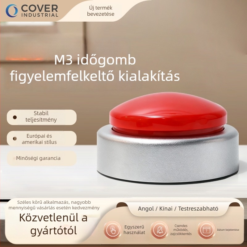 Ébresztőóra elektronikus mozgással, analóg+digitális kijelző, akkumulátoros működés, 65 mm vastagság, műanyag ház