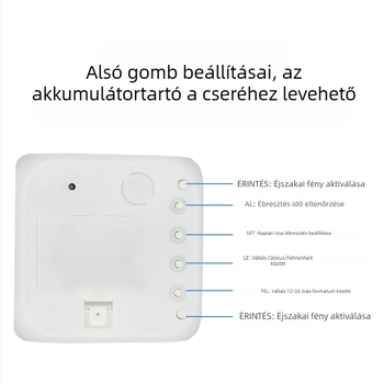 Színesen változó asztali ébresztőóra naptárral és világító LCD kijelzővel