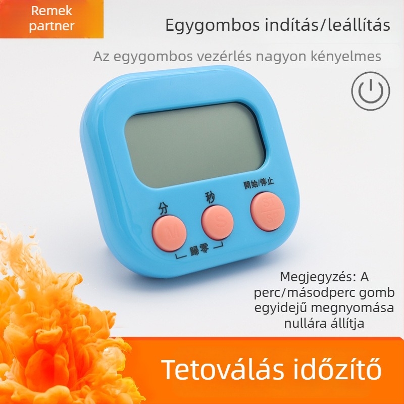 Multifunkcionális konyhai időzítő mágneses tartóval, nagy LCD kijelzővel és digitális visszaszámlálóval