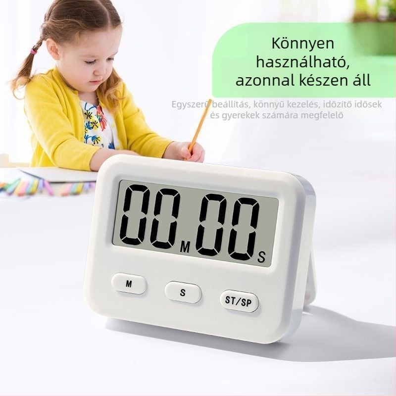 Mechanikus konyhai időzítő LED-es és analóg kijelzővel, alumíniumötvözet burkolat, száraz elemű energiaforrás
