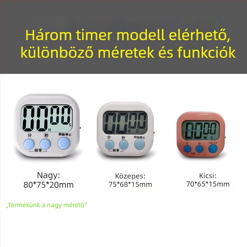 Konyhai időzítő mechanikus működéssel, analóg kijelzővel, elemmel táplált, kerek kialakítás, visszaszámláló funkció