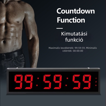 LED Nagy Méretű Sportidőmérő, Elektronikus Működés, LED Numerikus Kijelző, Külső Áramellátás, Fém Ház, Kronográf és Sötétben Világító Funkció