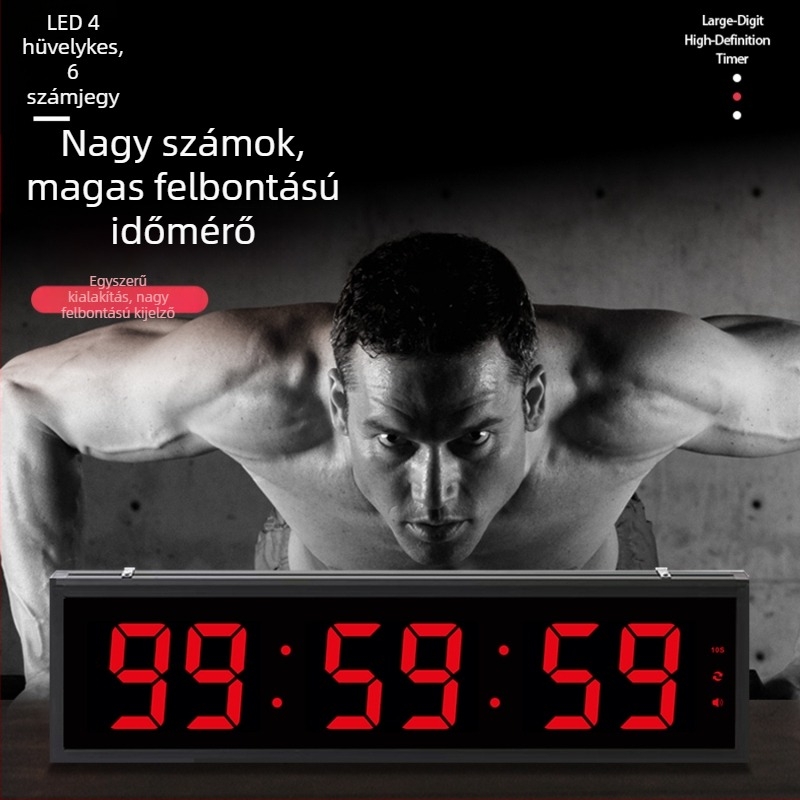 LED Nagy Méretű Sportidőmérő, Elektronikus Működés, LED Numerikus Kijelző, Külső Áramellátás, Fém Ház, Kronográf és Sötétben Világító Funkció