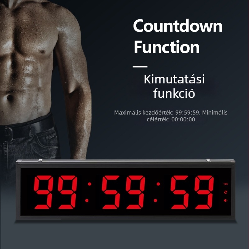 LED Nagy Méretű Sportidőmérő, Elektronikus Működés, LED Numerikus Kijelző, Külső Áramellátás, Fém Ház, Kronográf és Sötétben Világító Funkció