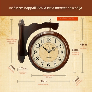 Kétoldalas falióra, tömörfa tokozás, üveggel borított tükör, papíralapú számlap, modell 985