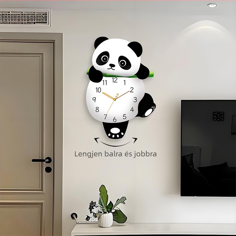 Kedves Panda falióra, csendes kvarcmozgás, fúrás nélküli felszerelés