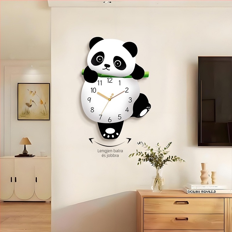 Kedves Panda falióra, csendes kvarcmozgás, fúrás nélküli felszerelés