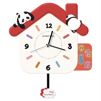 Kayue Panda falióra — modern négyzetes kivitel, elemes működés, sweep-mozgású másodperc, egyoldalas, dekoratív a nappaliba