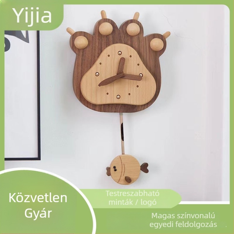 Fali óra elektronikus mozgással JK007, akkumulátoros, fa tokkal és számlappal, 18 mm vastagság
