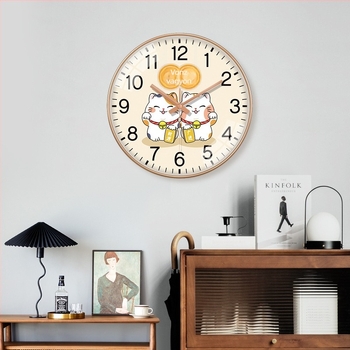 Macska falióra a nappaliba - rajzfilm dizájn, fúrás nélküli telepítés, rádióvezérlés, elemmel működik, üvegszámlap