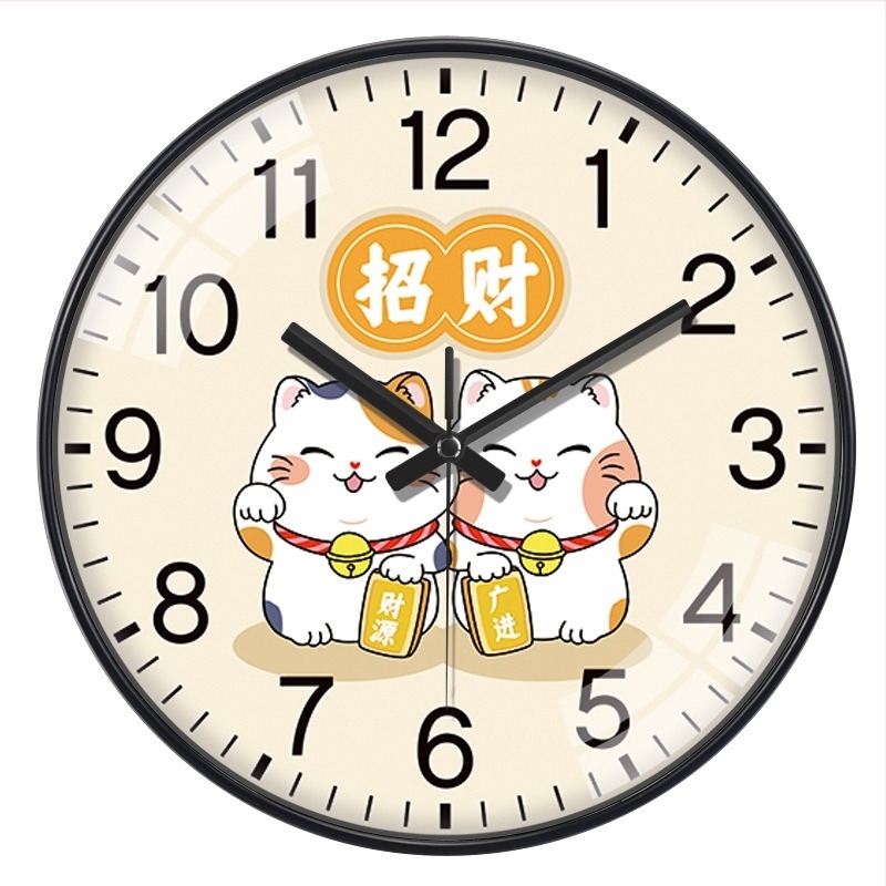 Macska falióra a nappaliba - rajzfilm dizájn, fúrás nélküli telepítés, rádióvezérlés, elemmel működik, üvegszámlap