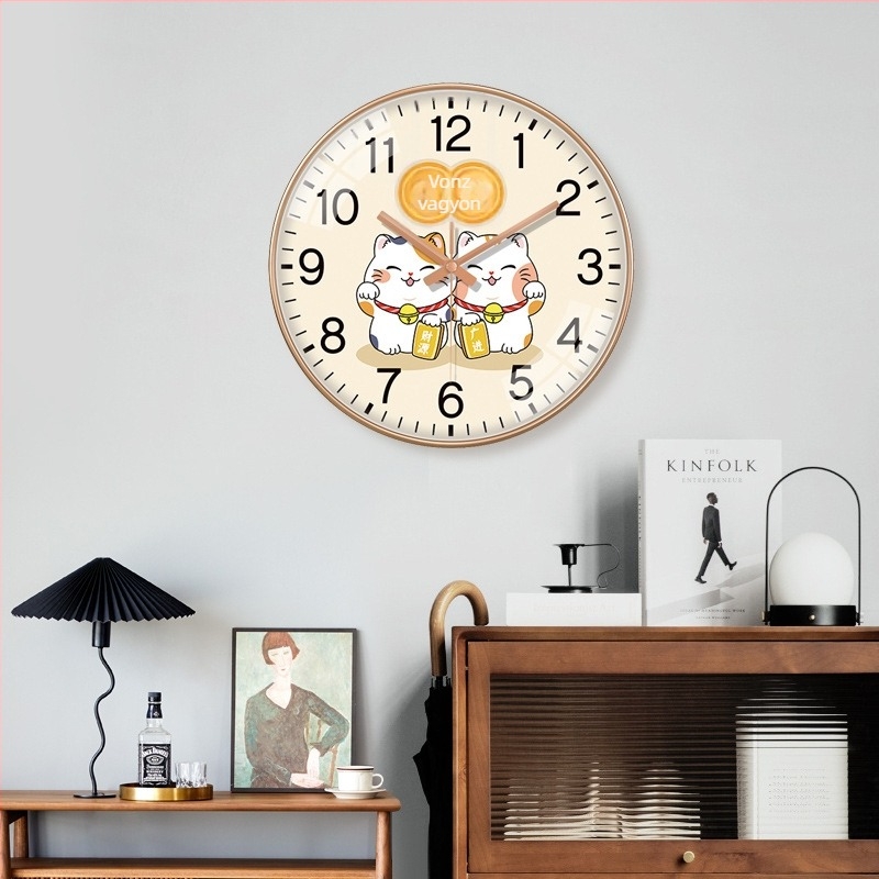 Macska falióra a nappaliba - rajzfilm dizájn, fúrás nélküli telepítés, rádióvezérlés, elemmel működik, üvegszámlap