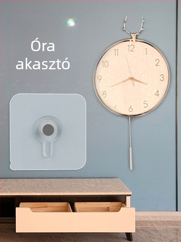 Csendes falióra, fúrás nélkül, skandináv stílusú nappali falióra, elemmel működő, falra szerelhető