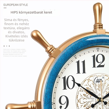 Fali óra, mediterrán stílus, csendes járású mozgás, LED kijelző, elemes működés