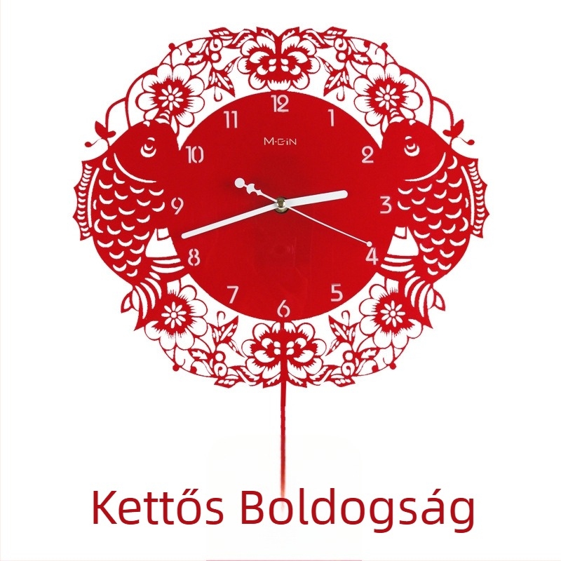 Fali óra, kínai stílus, virág alakú, csendes kvarc mozgás, elemmel működik, modell 6168