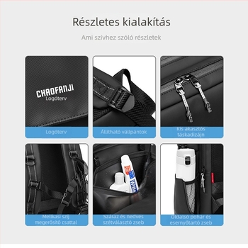 Hátizsák - Uniszex, városi minimalista stílus, vízálló PU anyag, kompatibilis 14 hüvelykes laptophoz, kapacitás 20 L alatt