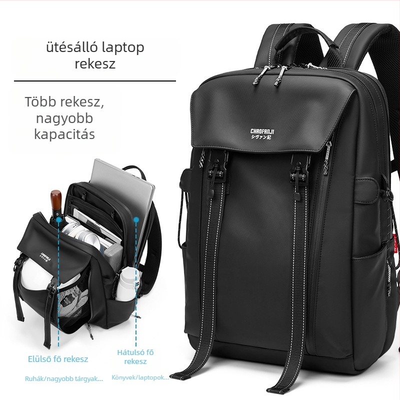 Hátizsák - Uniszex, városi minimalista stílus, vízálló PU anyag, kompatibilis 14 hüvelykes laptophoz, kapacitás 20 L alatt