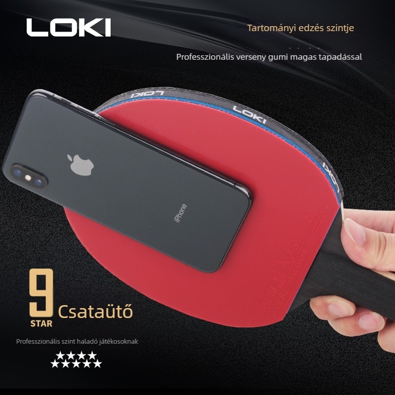 Asztaliteniszütő szénszálas alaplappal, fordított ragasztó gumival, vízszintes ütéssel, egykezes ütés, logóval történő testreszabás