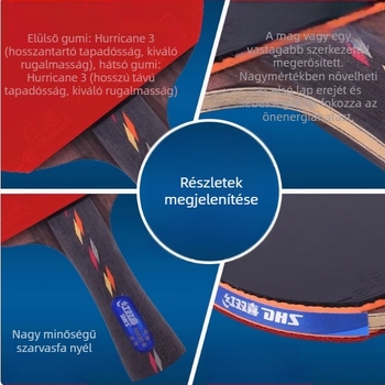 DHS asztalitenisz ütő – anti-adhéziós gumi, oldalsó ütés, blokkspecifikáció