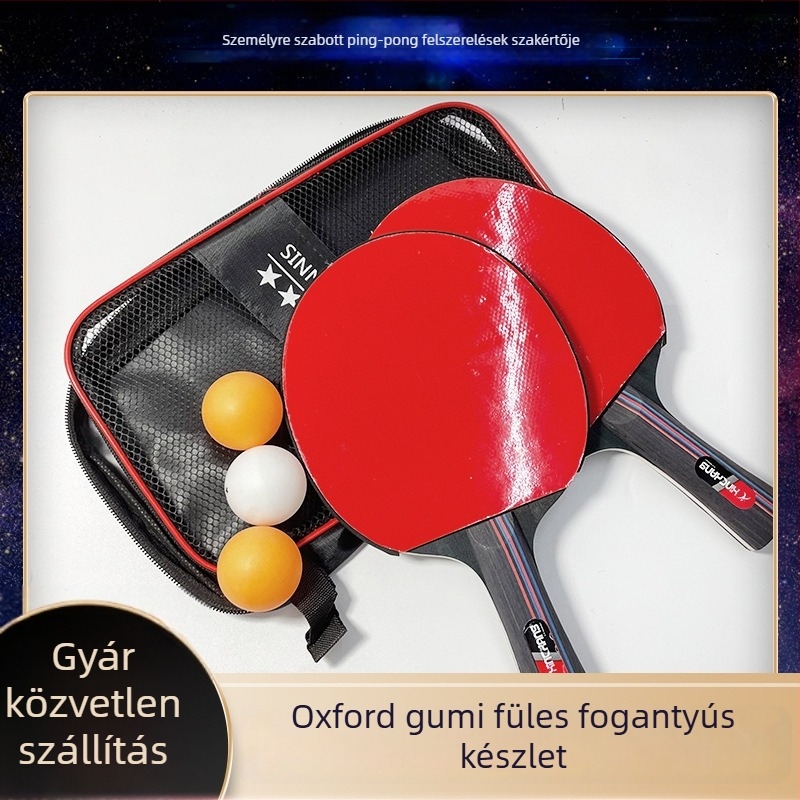 Asztalitenisz ütő készlet – 2 ütő, 3 labda, oldalirányú ütésű ütők, testreszabható logó