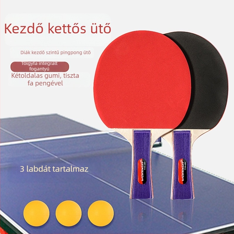 Asztaliteniszütő Shakehand hosszú nyéllel - Poplar penge, reverse glue gumi, Zhejiang eredet