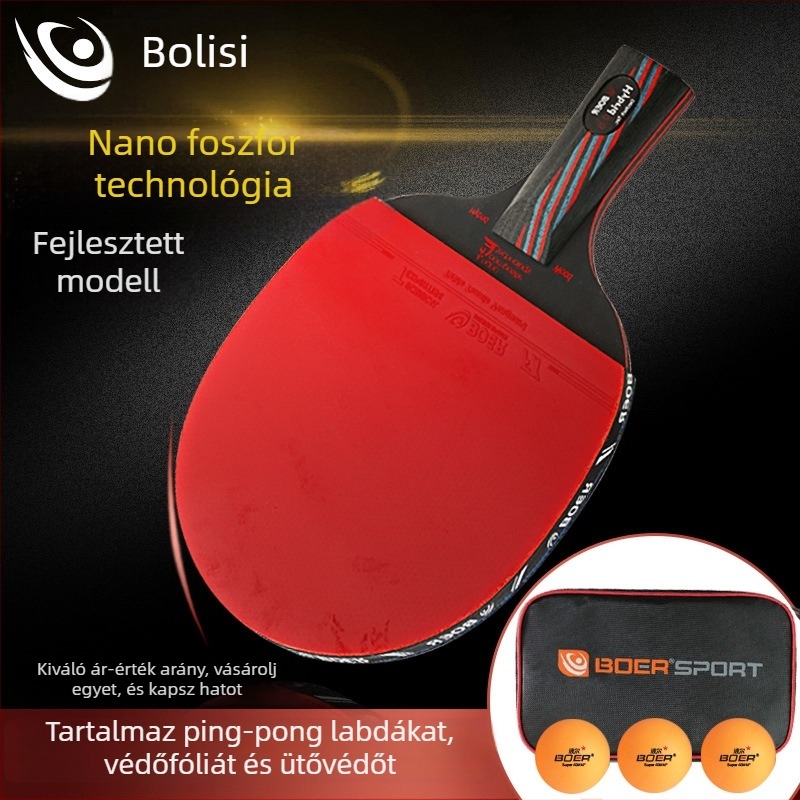 Boer asztalitenisz ütő - Nano Carbon King Upgrade, Basswood Ayus alaplemez, Reverse Glue gumi, vízszintes ütés, testreszabott feldolgozás