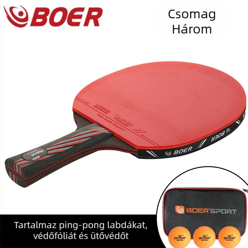 Boer asztalitenisz ütő - Nano Carbon King Upgrade, Basswood Ayus alaplemez, Reverse Glue gumi, vízszintes ütés, testreszabott feldolgozás