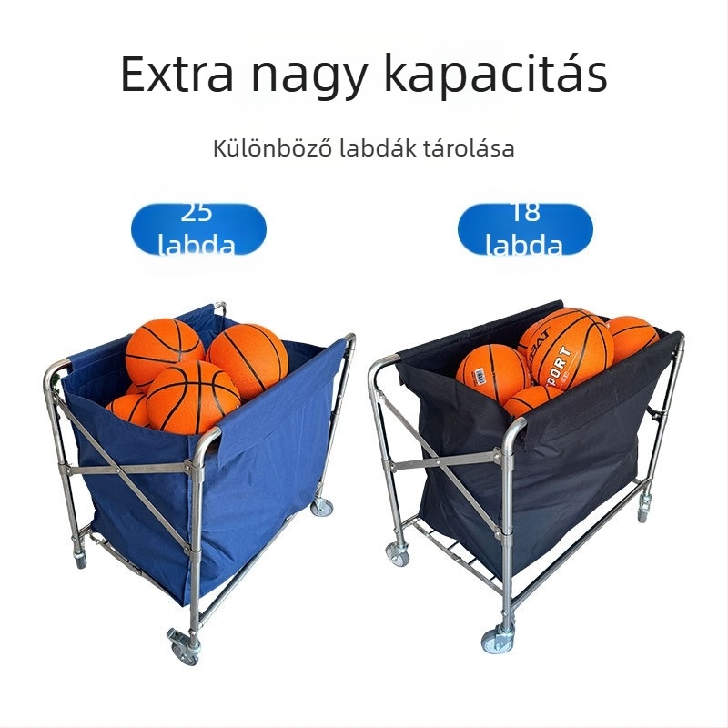 Zida Rozsdamentes acél labdás tartó leválasztható összecsukható kerettel kosárlabda és futball tárolásához