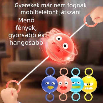 Világító oktató játék húzható kötéllel: forogó kerék, műanyag kivitel, fejleszti a kéz–szem koordinációt, látást és kognitív készségeket