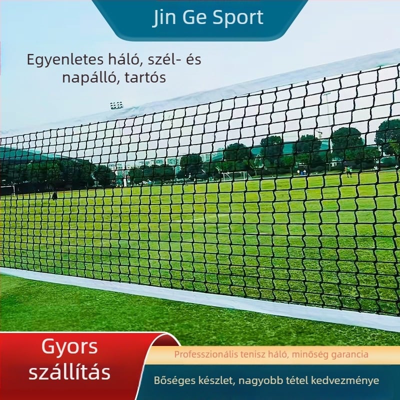 Tenisz háló – professzionális, kültéri edzéshez tartós, hordozható, nylonból készült, csomózott háló, súly 2,8 kg