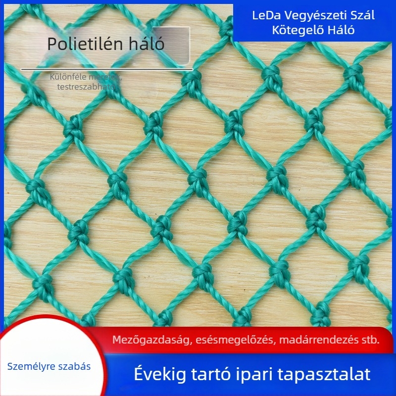 Polietilén izolációs védőháló sportlétesítményekhez; háló méretei 3/5/10; tartósság 500; alkalmas futballpályákhoz, kosárlabdapályákhoz és tornatermekhez