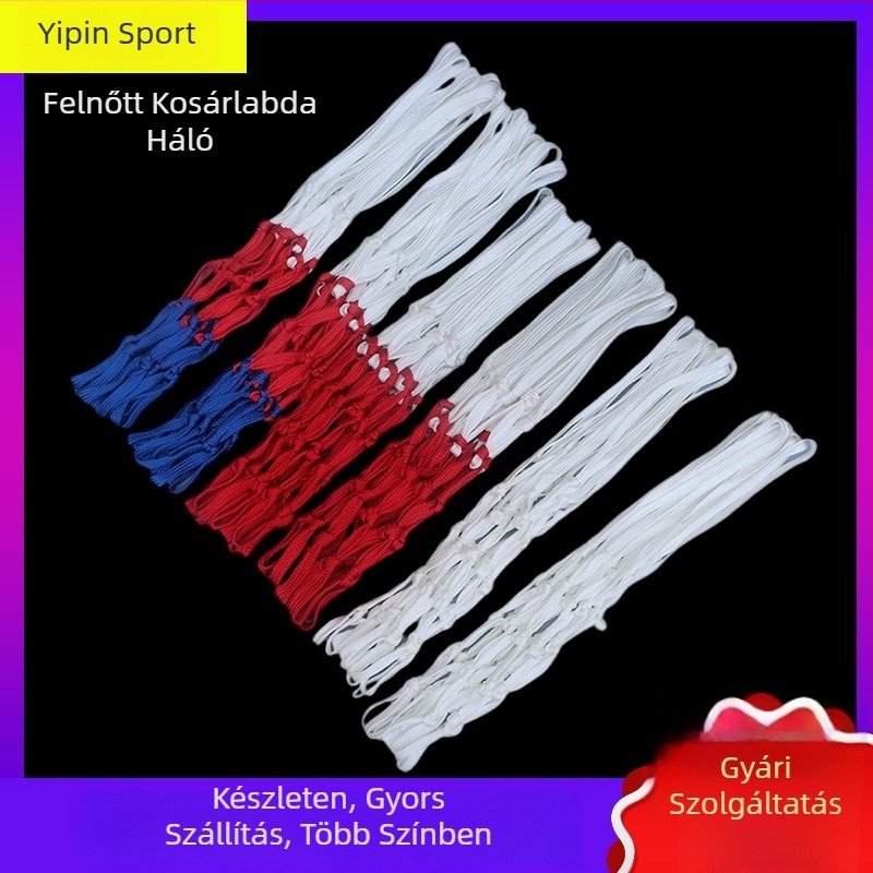 Kosárlabda háló, standard professzionális játékhoz, szőtt, tartós, vastított és hosszabb beltéri/ kültéri használatra (Anyag: 80663; Tömeg: 30; 5 szakasz, 12 csomó)