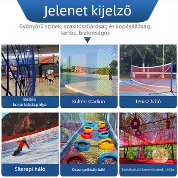 Sportpálya kerítés hálózata: puha futballháló, golfháló, tollaslabda pályát elválasztó háló és csomómentes kosárlabda háló