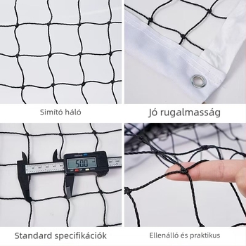 Xinhaunuo Tenisz háló készlet – Összecsukható, hordozható edzés- és versenyszett; anyag: PE/Polipropilén/Poliészter; súly: 4–4,5 kg; eredet: Shandong; alkalmas tenishez és badmintonhoz.