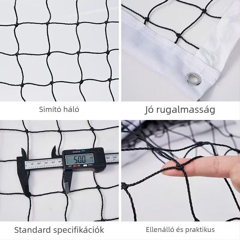Xinhaunuo Tenisz háló készlet – Összecsukható, hordozható edzés- és versenyszett; anyag: PE/Polipropilén/Poliészter; súly: 4–4,5 kg; eredet: Shandong; alkalmas tenishez és badmintonhoz.