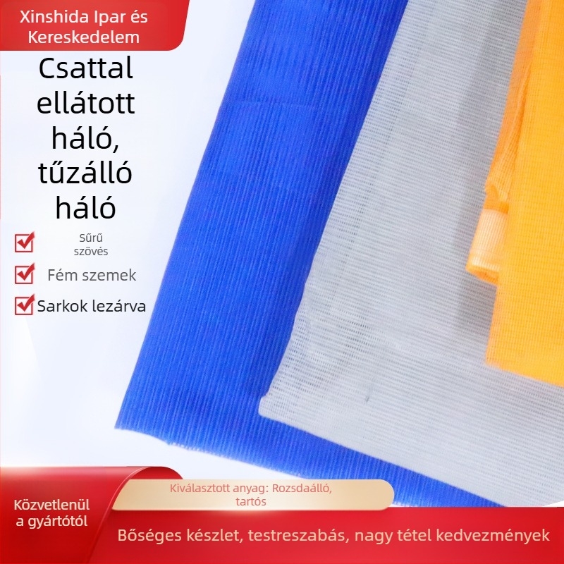 Építkezési területre szánt biztonsági háló, PVC bevonattal, tűzálló, állványkeret típusú háló