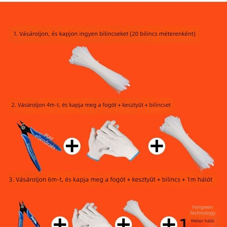 Védő erkély háló – forróhorganyzott vasdrót háló, egér- és macskavédelem, erkélyzárás (Márka: FENGWEN)
