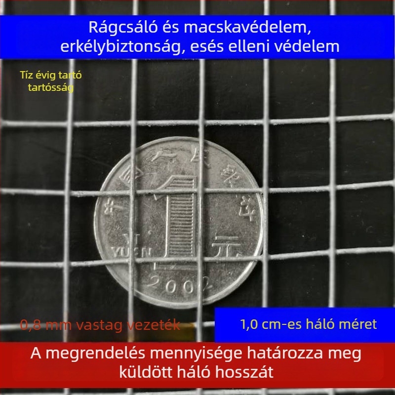 Védő erkély háló – forróhorganyzott vasdrót háló, egér- és macskavédelem, erkélyzárás (Márka: FENGWEN)