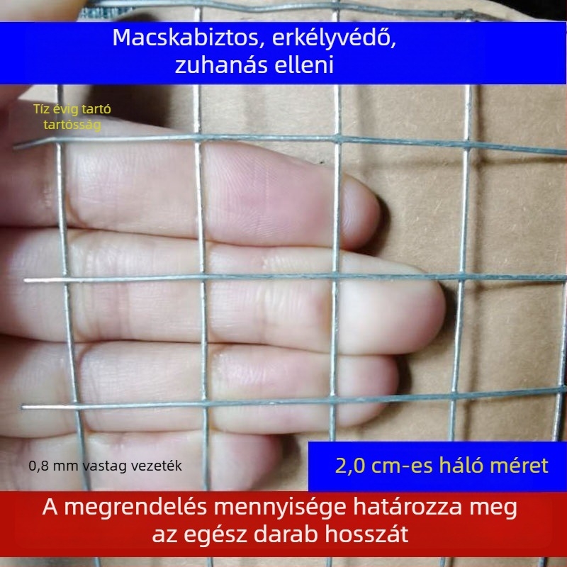 Védő erkély háló – forróhorganyzott vasdrót háló, egér- és macskavédelem, erkélyzárás (Márka: FENGWEN)