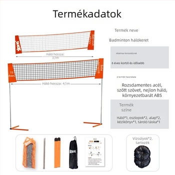 Hordozható összecsukható badminton hálóállvány kültéri – Anyag: Egyéb; Személyre szabás: Igen; Alkalmas: badminton és teniszezés