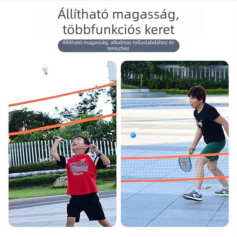 Hordozható összecsukható badminton hálóállvány kültéri – Anyag: Egyéb; Személyre szabás: Igen; Alkalmas: badminton és teniszezés