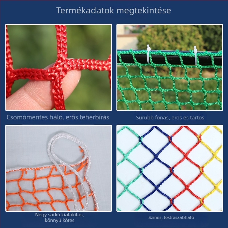Kötés nélküli védőháló kültéri teniszpályához, PE anyag, modell 0023, kerítés funkció, testreszabható