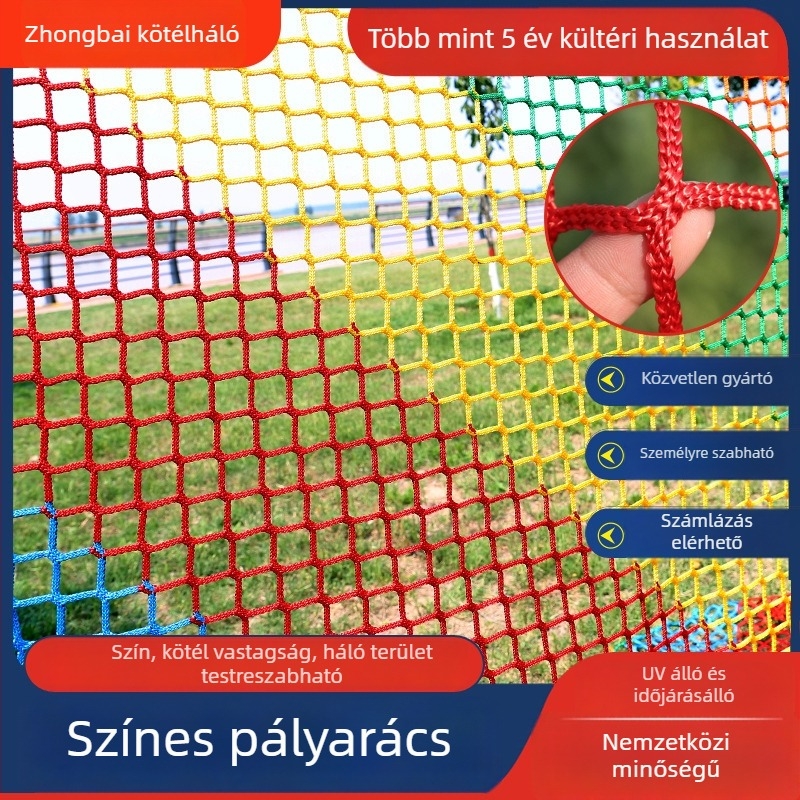 Kötés nélküli védőháló kültéri teniszpályához, PE anyag, modell 0023, kerítés funkció, testreszabható