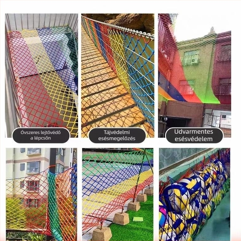Gyermekek lépcső- és erkélybiztonsági háló, kültéri nylon háló kerítésekhez, játszóterekhez és sportpályákhoz, zuhanás elleni és mászás elleni védelem