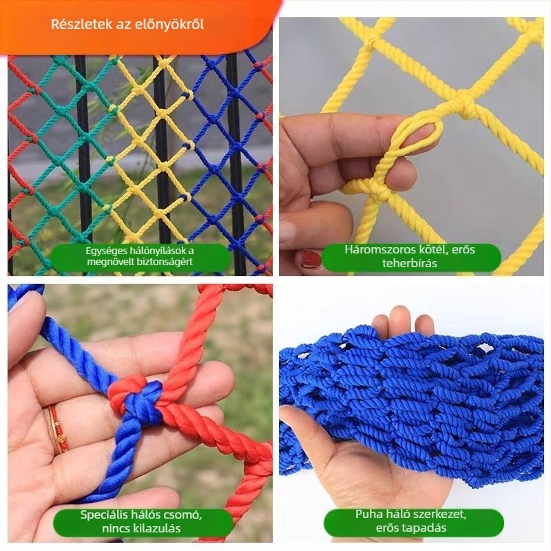Gyermekek lépcső- és erkélybiztonsági háló, kültéri nylon háló kerítésekhez, játszóterekhez és sportpályákhoz, zuhanás elleni és mászás elleni védelem